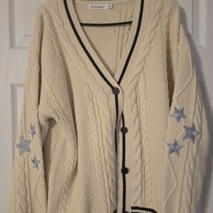 Elegant Cream Cardigan with Star Details